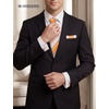 image:imageHISDERN Mens Ties Silk Striped Plaid Tie and Pocket Square Set Classic Necktie with Handkerchief Cufflinks for PartyOrange