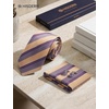 image:imageHISDERN Mens Ties Silk Striped Plaid Tie and Pocket Square Set Classic Necktie with Handkerchief Cufflinks for PartyPpurple  Beige