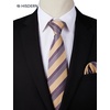 image:imageHISDERN Mens Ties Silk Striped Plaid Tie and Pocket Square Set Classic Necktie with Handkerchief Cufflinks for PartyPpurple  Beige
