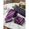 image:imageHISDERN Mens Ties Silk Striped Plaid Tie and Pocket Square Set Classic Necktie with Handkerchief Cufflinks for PartyPurple