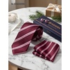 image:imageHISDERN Mens Ties Silk Striped Plaid Tie and Pocket Square Set Classic Necktie with Handkerchief Cufflinks for PartyRed
