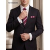image:imageHISDERN Mens Ties Silk Striped Plaid Tie and Pocket Square Set Classic Necktie with Handkerchief Cufflinks for PartyRed
