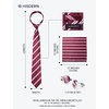 image:imageHISDERN Mens Ties Silk Striped Plaid Tie and Pocket Square Set Classic Necktie with Handkerchief Cufflinks for PartyRed