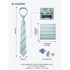 image:imageHISDERN Mens Ties Silk Striped Plaid Tie and Pocket Square Set Classic Necktie with Handkerchief Cufflinks for PartySage Green  Blue
