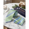 image:imageHISDERN Mens Ties Silk Striped Plaid Tie and Pocket Square Set Classic Necktie with Handkerchief Cufflinks for PartySage Green  Blue