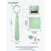 image:imageHISDERN Mens Ties Silk Striped Plaid Tie and Pocket Square Set Classic Necktie with Handkerchief Cufflinks for PartySage Green
