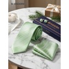 image:imageHISDERN Mens Ties Silk Striped Plaid Tie and Pocket Square Set Classic Necktie with Handkerchief Cufflinks for PartySage Green