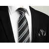 image:imageHISDERN Mens Ties Stripe Plaid Tie with Pocket Square Set Classic Woven Silk Necktie Handkerchief for Men Formal BusinessA01 Black