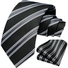 image:imageHISDERN Mens Ties Stripe Plaid Tie with Pocket Square Set Classic Woven Silk Necktie Handkerchief for Men Formal BusinessA01 Black