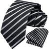 image:imageHISDERN Mens Ties Stripe Plaid Tie with Pocket Square Set Classic Woven Silk Necktie Handkerchief for Men Formal BusinessA02 Black