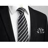 image:imageHISDERN Mens Ties Stripe Plaid Tie with Pocket Square Set Classic Woven Silk Necktie Handkerchief for Men Formal BusinessA02 Black
