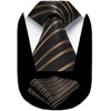 image:imageHISDERN Mens Ties Stripe Plaid Tie with Pocket Square Set Classic Woven Silk Necktie Handkerchief for Men Formal BusinessA04 Black Brown