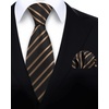 image:imageHISDERN Mens Ties Stripe Plaid Tie with Pocket Square Set Classic Woven Silk Necktie Handkerchief for Men Formal BusinessA04 Black Brown