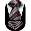 image:imageHISDERN Mens Ties Stripe Plaid Tie with Pocket Square Set Classic Woven Silk Necktie Handkerchief for Men Formal BusinessA06blackred