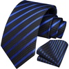 image:imageHISDERN Mens Ties Stripe Plaid Tie with Pocket Square Set Classic Woven Silk Necktie Handkerchief for Men Formal BusinessB01 Blue  Black