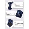 image:imageHISDERN Mens Ties Stripe Plaid Tie with Pocket Square Set Classic Woven Silk Necktie Handkerchief for Men Formal BusinessB01 Blue  Black