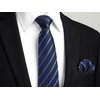 image:imageHISDERN Mens Ties Stripe Plaid Tie with Pocket Square Set Classic Woven Silk Necktie Handkerchief for Men Formal BusinessB01 Blue  Black