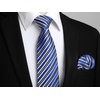 image:imageHISDERN Mens Ties Stripe Plaid Tie with Pocket Square Set Classic Woven Silk Necktie Handkerchief for Men Formal BusinessB02 Blue  Black