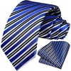 image:imageHISDERN Mens Ties Stripe Plaid Tie with Pocket Square Set Classic Woven Silk Necktie Handkerchief for Men Formal BusinessB02 Blue  Black