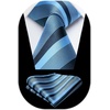 image:imageHISDERN Mens Ties Stripe Plaid Tie with Pocket Square Set Classic Woven Silk Necktie Handkerchief for Men Formal BusinessB04blue