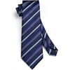 image:imageHISDERN Mens Ties Stripe Plaid Tie with Pocket Square Set Classic Woven Silk Necktie Handkerchief for Men Formal BusinessC02 Navy Blue
