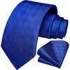 image:imageHISDERN Mens Ties Stripe Plaid Tie with Pocket Square Set Classic Woven Silk Necktie Handkerchief for Men Formal BusinessC03 Royal Blue