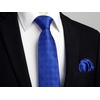 image:imageHISDERN Mens Ties Stripe Plaid Tie with Pocket Square Set Classic Woven Silk Necktie Handkerchief for Men Formal BusinessC03 Royal Blue