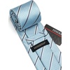 image:imageHISDERN Mens Ties Stripe Plaid Tie with Pocket Square Set Classic Woven Silk Necktie Handkerchief for Men Formal BusinessC04 Blue 1