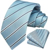 image:imageHISDERN Mens Ties Stripe Plaid Tie with Pocket Square Set Classic Woven Silk Necktie Handkerchief for Men Formal BusinessC04 Blue 1