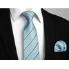 image:imageHISDERN Mens Ties Stripe Plaid Tie with Pocket Square Set Classic Woven Silk Necktie Handkerchief for Men Formal BusinessC04 Blue 1