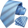 image:imageHISDERN Mens Ties Stripe Plaid Tie with Pocket Square Set Classic Woven Silk Necktie Handkerchief for Men Formal BusinessC05 Blue