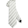 image:imageHISDERN Mens Ties Stripe Plaid Tie with Pocket Square Set Classic Woven Silk Necktie Handkerchief for Men Formal BusinessD02 Silve  White