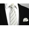 image:imageHISDERN Mens Ties Stripe Plaid Tie with Pocket Square Set Classic Woven Silk Necktie Handkerchief for Men Formal BusinessD02 Silve  White
