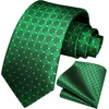 image:imageHISDERN Mens Ties Stripe Plaid Tie with Pocket Square Set Classic Woven Silk Necktie Handkerchief for Men Formal BusinessE02 Green