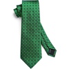 image:imageHISDERN Mens Ties Stripe Plaid Tie with Pocket Square Set Classic Woven Silk Necktie Handkerchief for Men Formal BusinessE02 Green