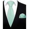 image:imageHISDERN Mens Ties Stripe Plaid Tie with Pocket Square Set Classic Woven Silk Necktie Handkerchief for Men Formal BusinessE04 Aqua