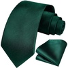 image:imageHISDERN Mens Ties Stripe Plaid Tie with Pocket Square Set Classic Woven Silk Necktie Handkerchief for Men Formal BusinessE04 Green