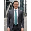 image:imageHISDERN Mens Ties Stripe Plaid Tie with Pocket Square Set Classic Woven Silk Necktie Handkerchief for Men Formal BusinessE05 Green