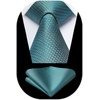 image:imageHISDERN Mens Ties Stripe Plaid Tie with Pocket Square Set Classic Woven Silk Necktie Handkerchief for Men Formal BusinessE05 Green