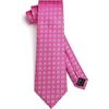 image:imageHISDERN Mens Ties Stripe Plaid Tie with Pocket Square Set Classic Woven Silk Necktie Handkerchief for Men Formal BusinessF02 Pink