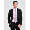 image:imageHISDERN Mens Ties Stripe Plaid Tie with Pocket Square Set Classic Woven Silk Necktie Handkerchief for Men Formal BusinessF03pink