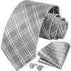 image:imageHISDERN Mens Vest Tie Set Stripe Plaid Ties with Pocket Square Cufflinks Formal Business Silk Necktie Handkerchief for Me
