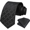 image:imageHISDERN Plaid Black Tie Handkerchief Woven Classic Mens Tie Paisley Floral Ties for Men Solid Classic