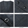 image:imageHISDERN Plaid Checkered Tie Handkerchief Set Black Mens Suit Vest L Size 2 Pieces Set Classic Formal Mens Dress Vest Match With Necktie and Pocket Square Set
