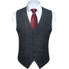 image:imageHISDERN Plaid Checkered Tie Handkerchief Set Black Mens Suit Vest L Size 2 Pieces Set Classic Formal Mens Dress Vest Match With Necktie and Pocket Square Set