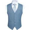 image:imageHISDERN Plaid Checkered Tie Handkerchief Set Blue Mens Suit Vest L Size 2 Pieces Set Classic Formal Mens Dress Vest Match With Necktie and Pocket Square Set Light Blue