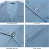image:imageHISDERN Plaid Checkered Tie Handkerchief Set Blue Mens Suit Vest L Size 2 Pieces Set Classic Formal Mens Dress Vest Match With Necktie and Pocket Square Set Light Blue