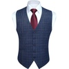 image:imageHISDERN Plaid Checkered Tie Handkerchief Set Blue Mens Suit Vest L Size 2 Pieces Set Classic Formal Mens Dress Vest Match With Necktie and Pocket Square Set Navy Blue