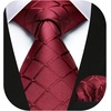 image:imageHISDERN Plaid Checkered Tie Handkerchief Set Burgundy Mens Suit Vest L Size 2 Pieces Set Classic Formal Mens Dress Vest Match With Necktie and Pocket Square Set Red Maroon
