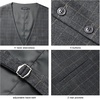 image:imageHISDERN Plaid Checkered Tie Handkerchief Set Grey Mens Suit Vest L Size 2 Pieces Set Classic Formal Mens Dress Vest Match With Necktie and Pocket Square Set